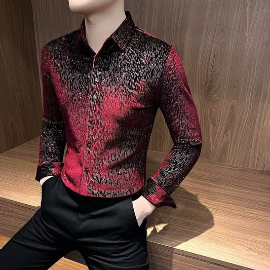 Men's sequined rhinestone shirt