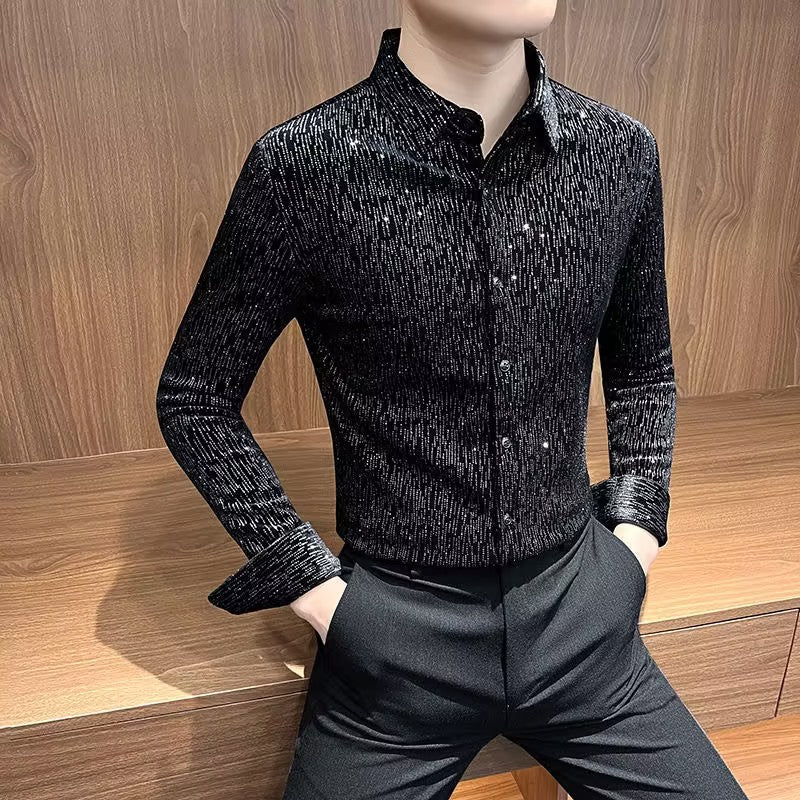 Men's sequined rhinestone shirt