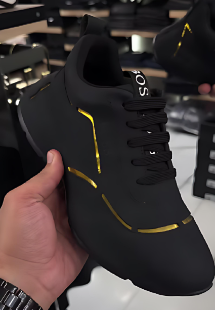 Black comfortable slip-on sneakers