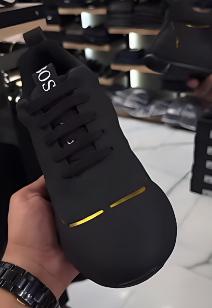 Black comfortable slip-on sneakers