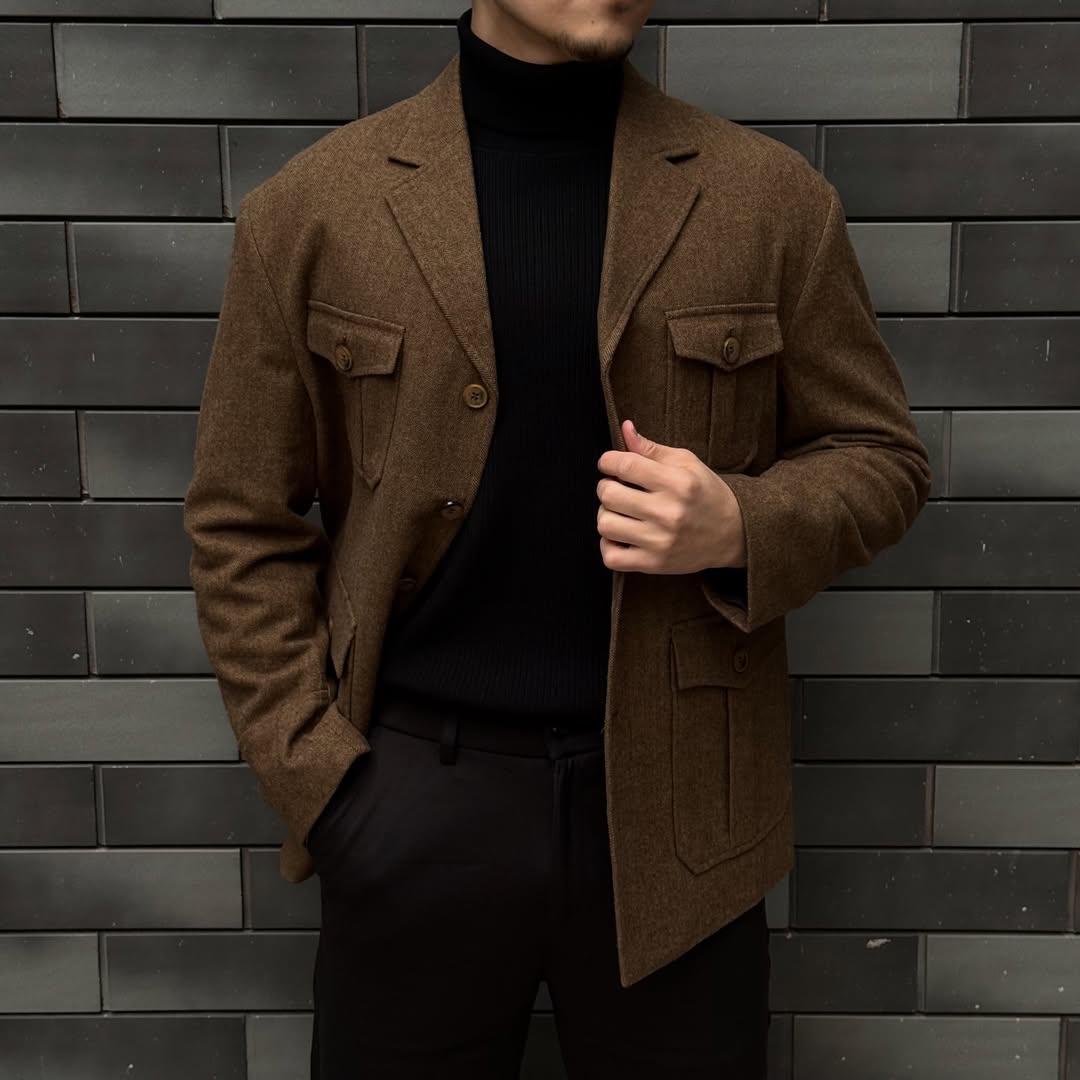 Men's versatile woolen coat