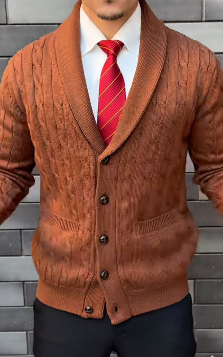 Men's lapel warm sweater