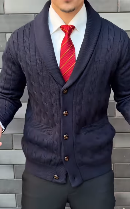 Men's lapel warm sweater