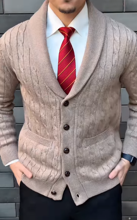 Men's lapel warm sweater