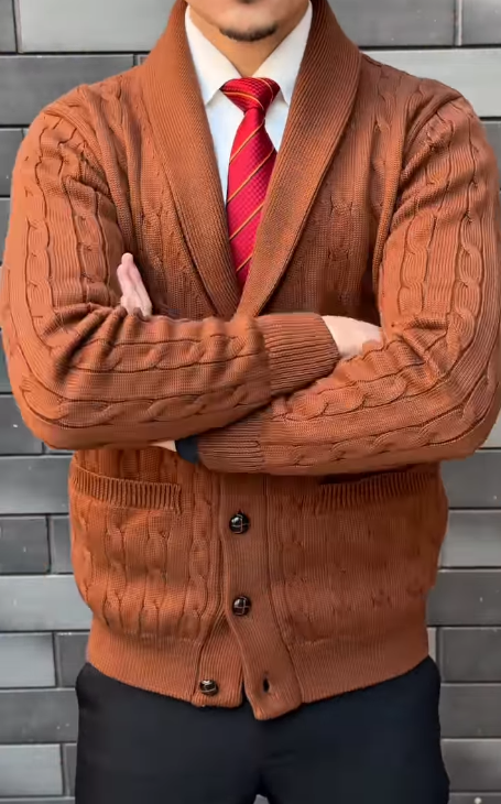 Men's lapel warm sweater