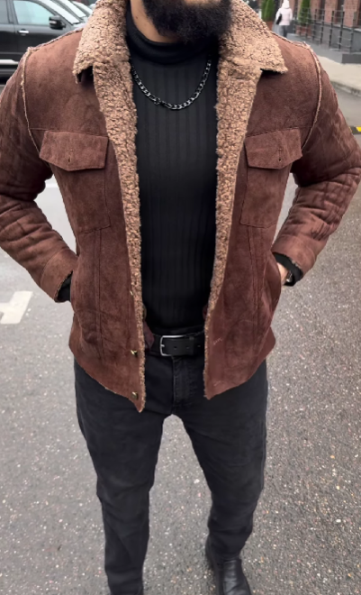 Men's warm suede jacket