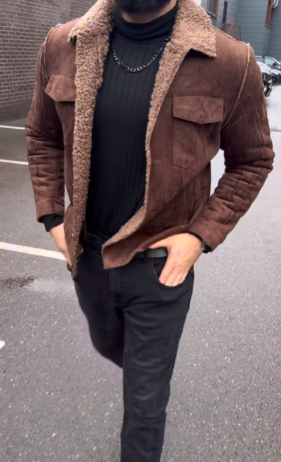 Men's warm suede jacket