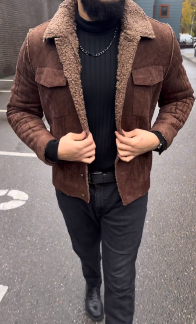 Men's warm suede jacket