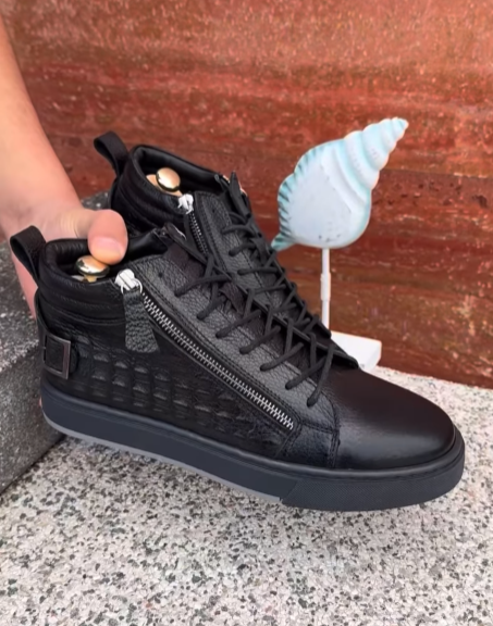 Men's leather zipper comfort shoes