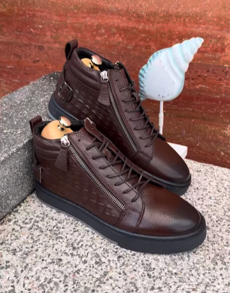 Men's leather zipper comfort shoes