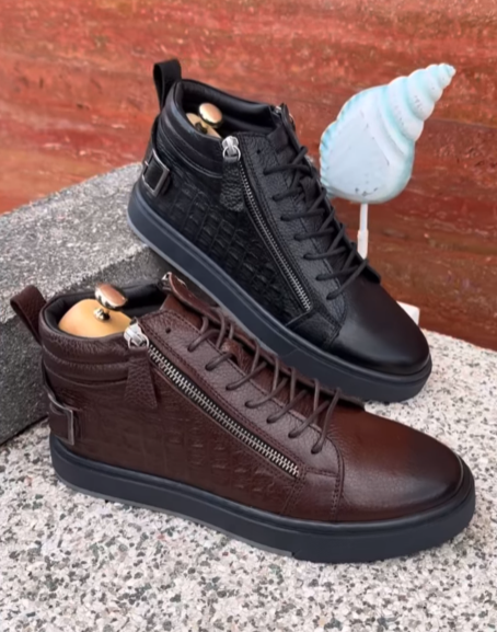 Men's leather zipper comfort shoes