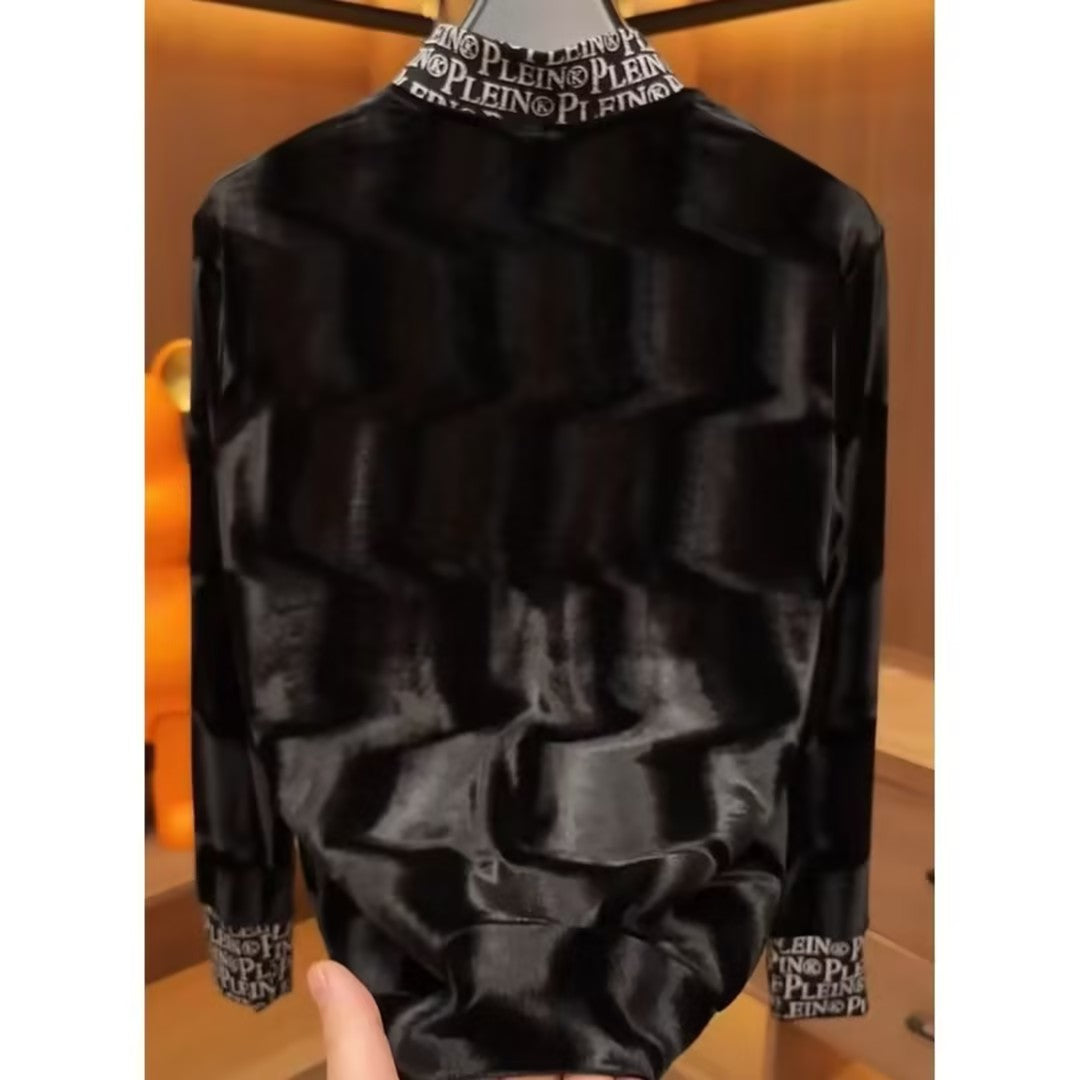Men's velvet long-sleeved top