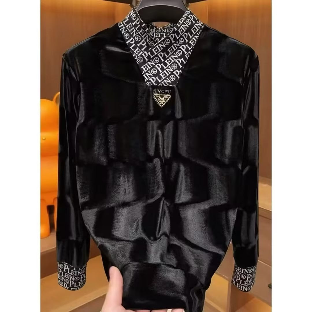 Men's velvet long-sleeved top