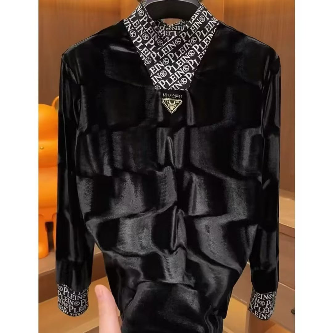 Men's velvet long-sleeved top