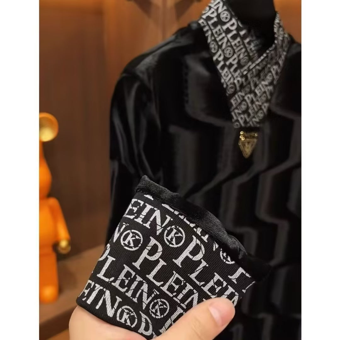 Men's velvet long-sleeved top