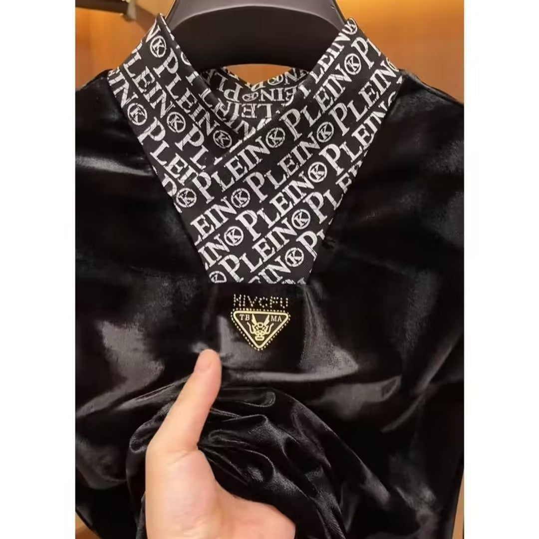 Men's velvet long-sleeved top