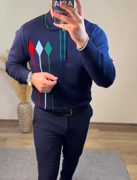 Men's soft knit long-sleeved top