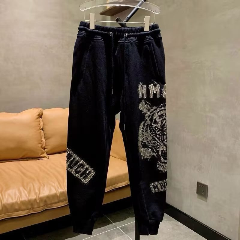 Men's rhinestone drawstring sweatpants