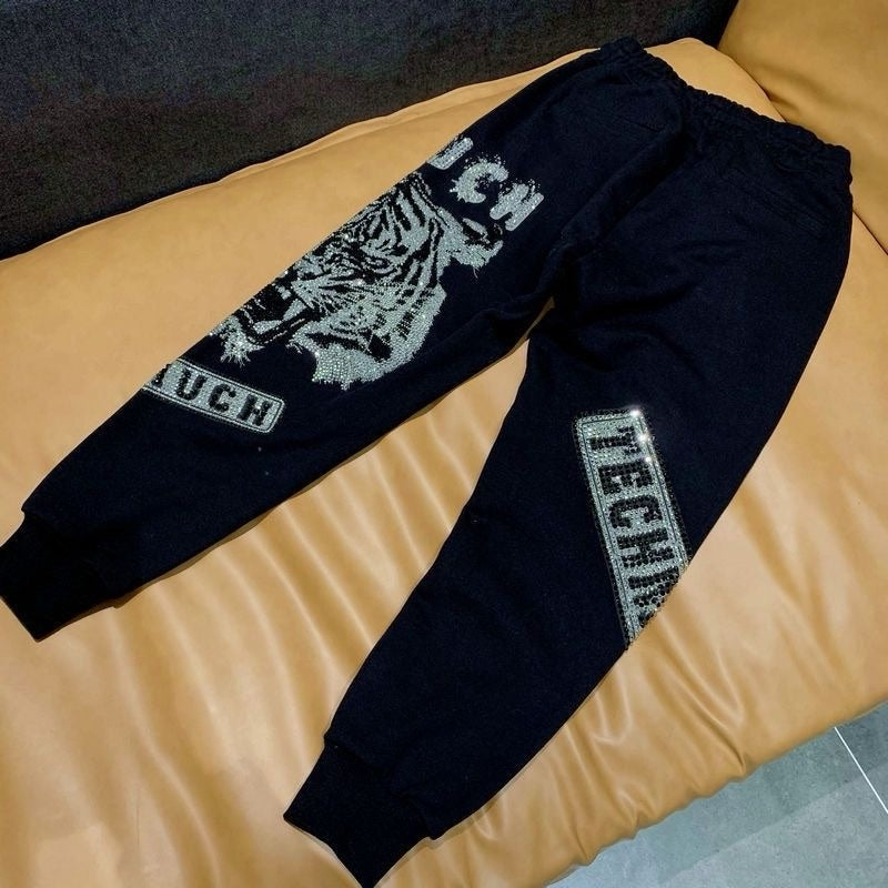Men's rhinestone drawstring sweatpants