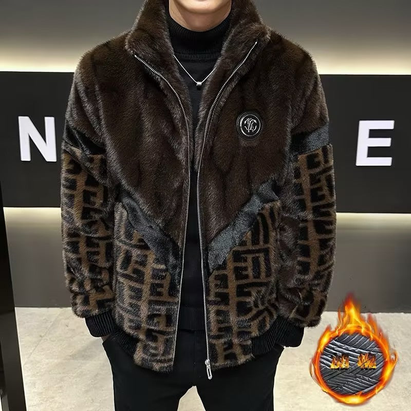 Plus Size Men's Faux Mink Warm Jacket