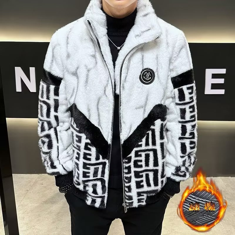 Plus Size Men's Faux Mink Warm Jacket