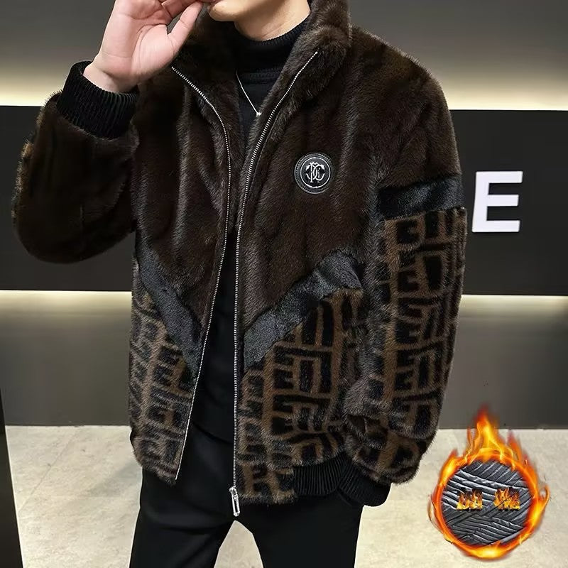 Plus Size Men's Faux Mink Warm Jacket