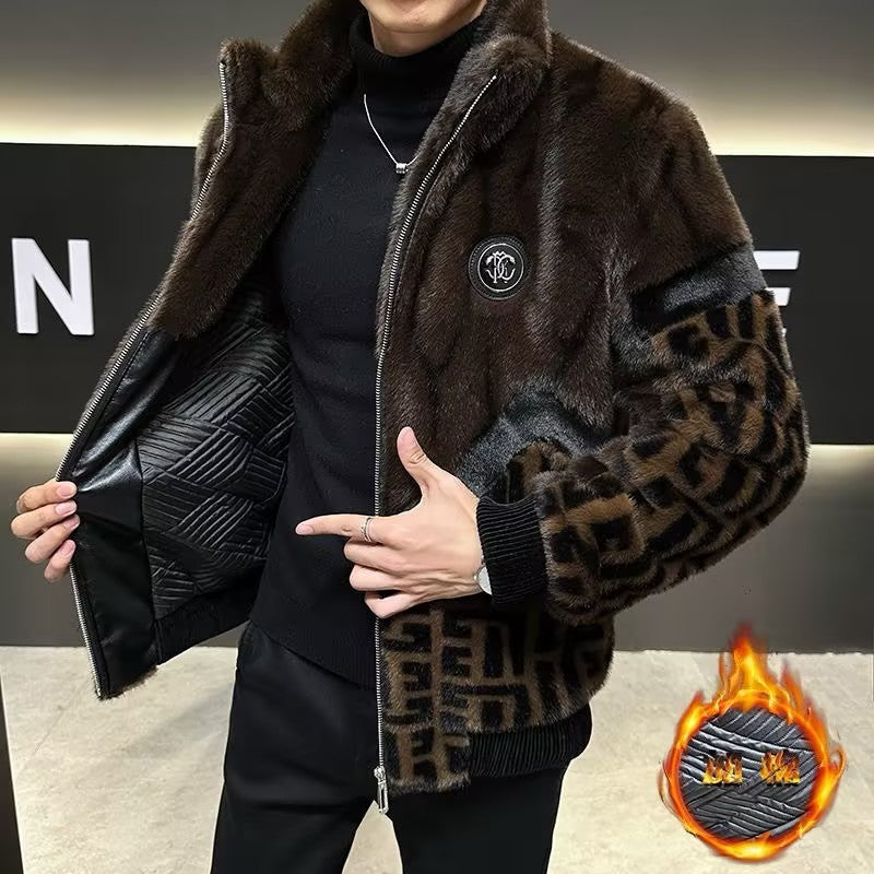 Plus Size Men's Faux Mink Warm Jacket