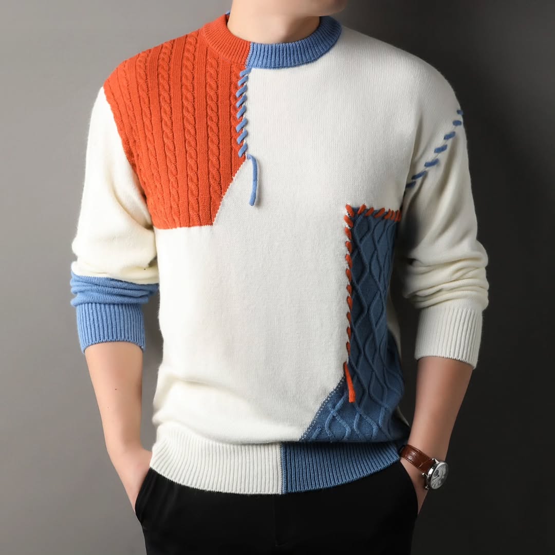Contrast Colour Crew Neck Cozy Sweater