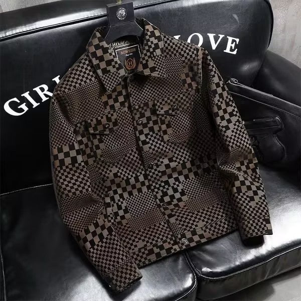 Checkered windproof and warm jacket