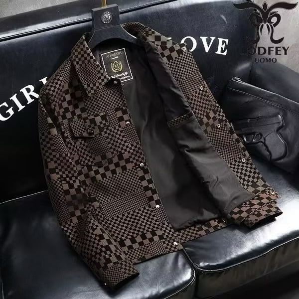 Checkered windproof and warm jacket