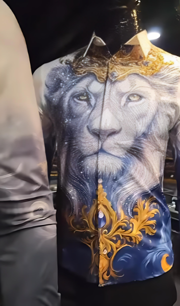 Rhinestone Lion Men's Shirt