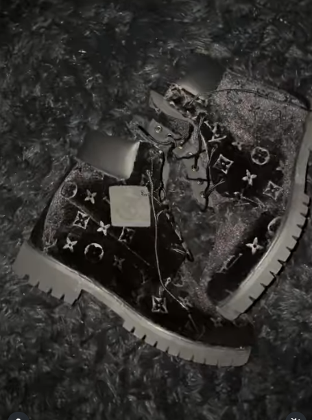 Men's black printed velvet lace-up ankle boots