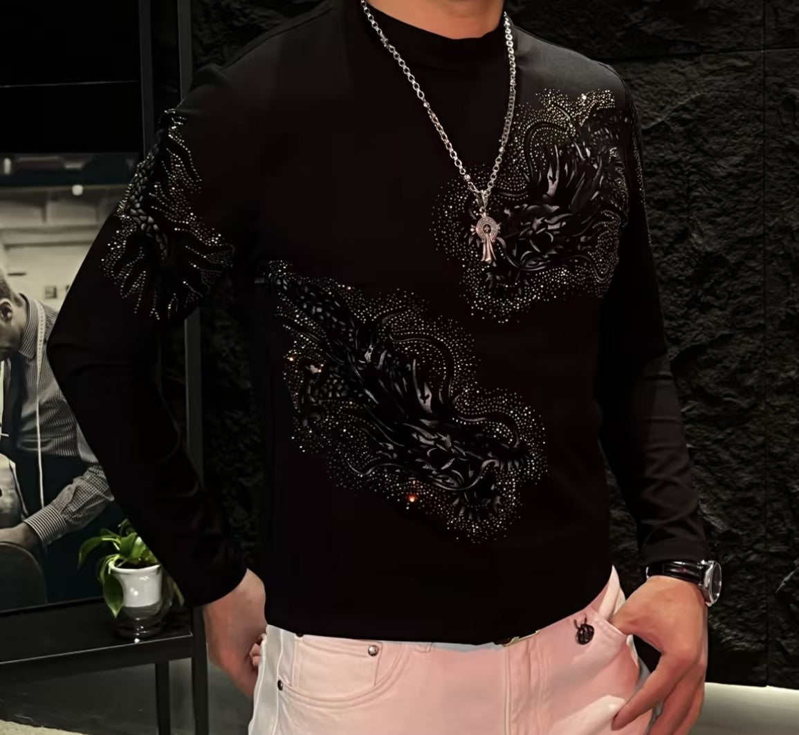 Men's Rhinestone Crew Neck Top