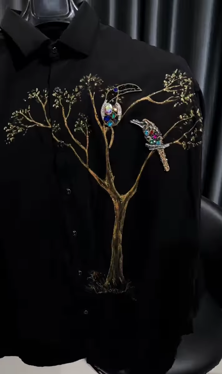 Men's Rhinestone Causal Shirt