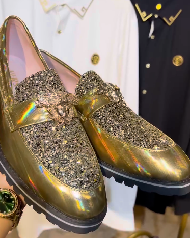 Men's Ultra-Sparkle Sequined Slip-On Shoes