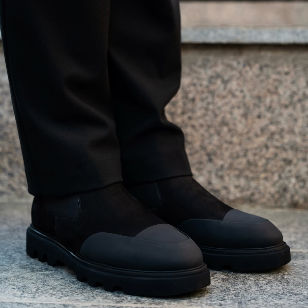 Men's leather suede patchwork ankle boots
