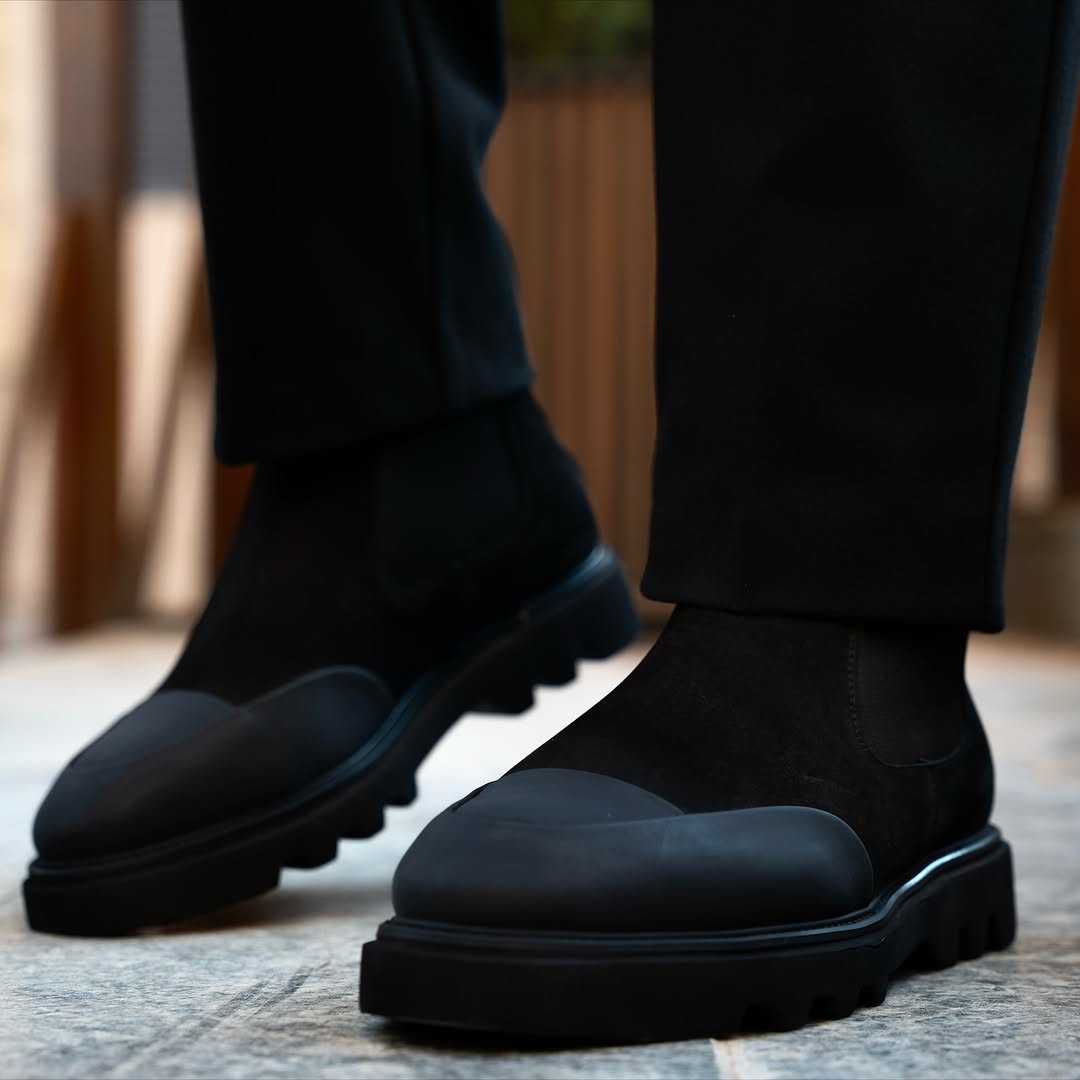 Men's leather suede patchwork ankle boots