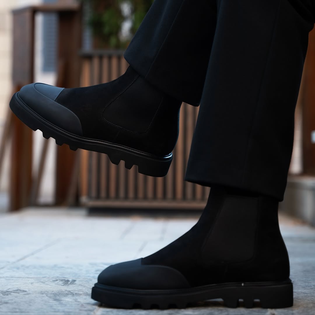 Men's leather suede patchwork ankle boots