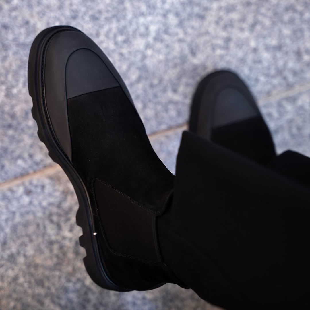 Men's leather suede patchwork ankle boots