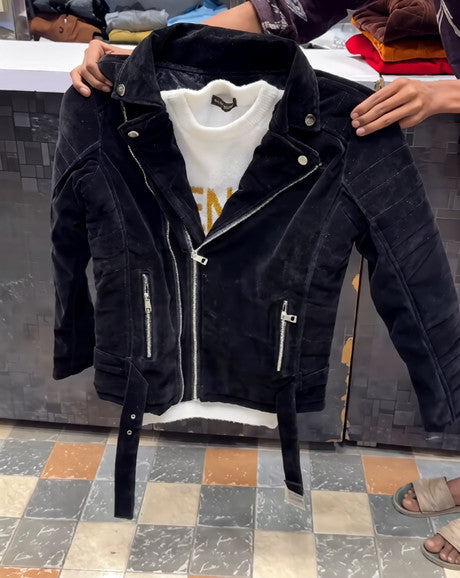 Men's suede motorcycle jacket