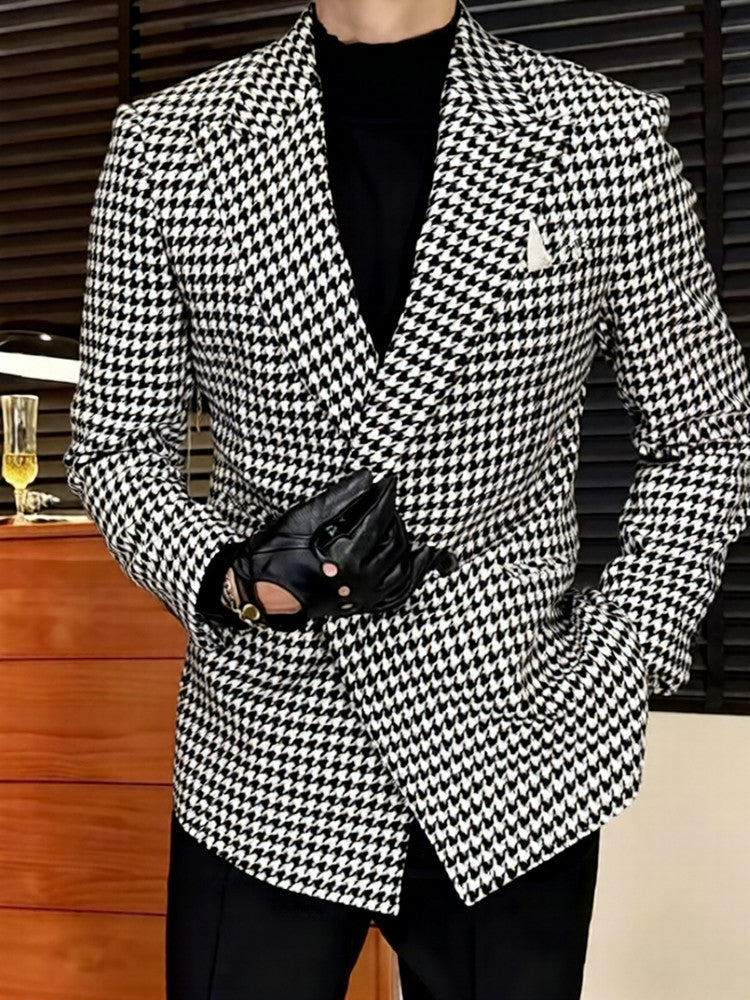 Men's houndstooth suit jacket