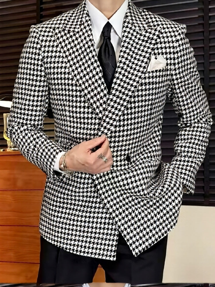 Men's houndstooth suit jacket