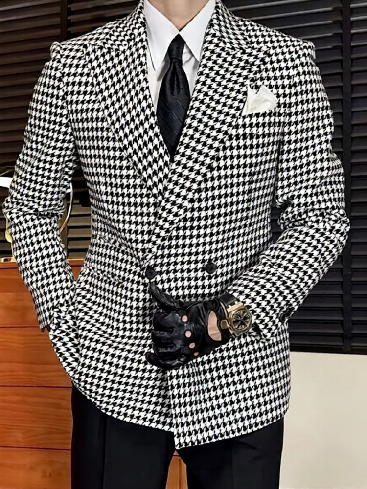 Men's houndstooth suit jacket