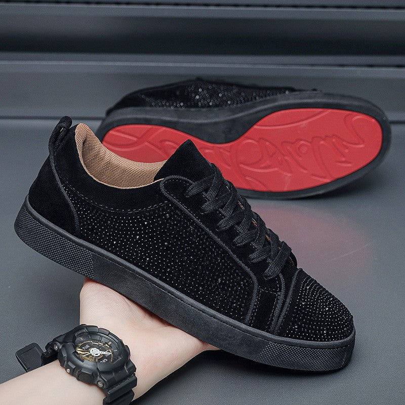 Men's Suede Rhinestone Lace-up Casual Shoes