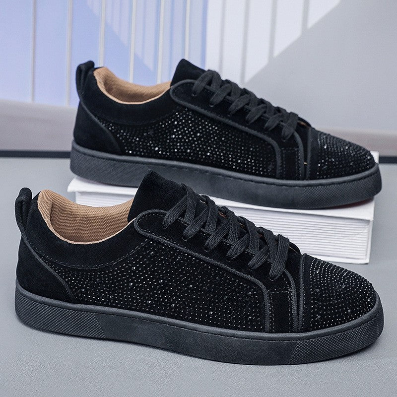 Men's Suede Rhinestone Lace-up Casual Shoes