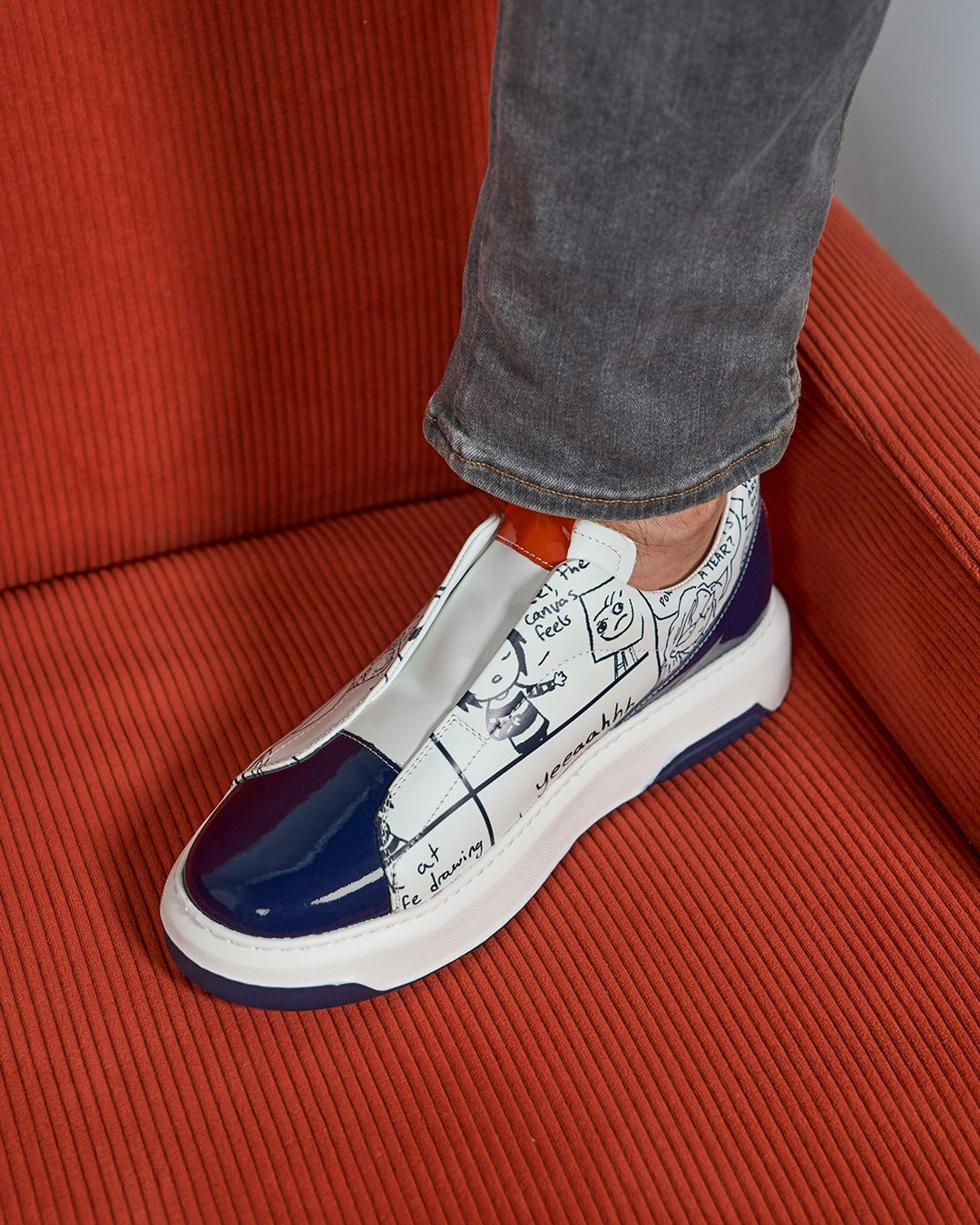 Men's graffiti slip-on shoes