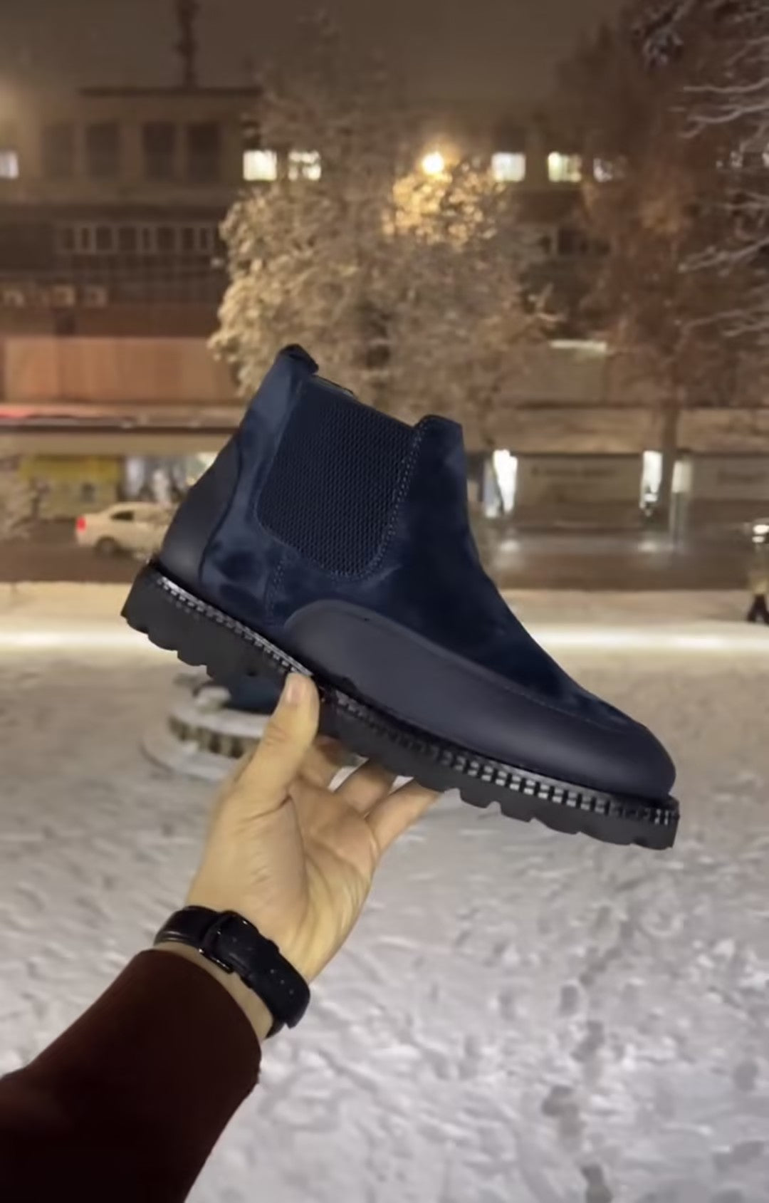 Men's suede and fleece-lined ankle boots