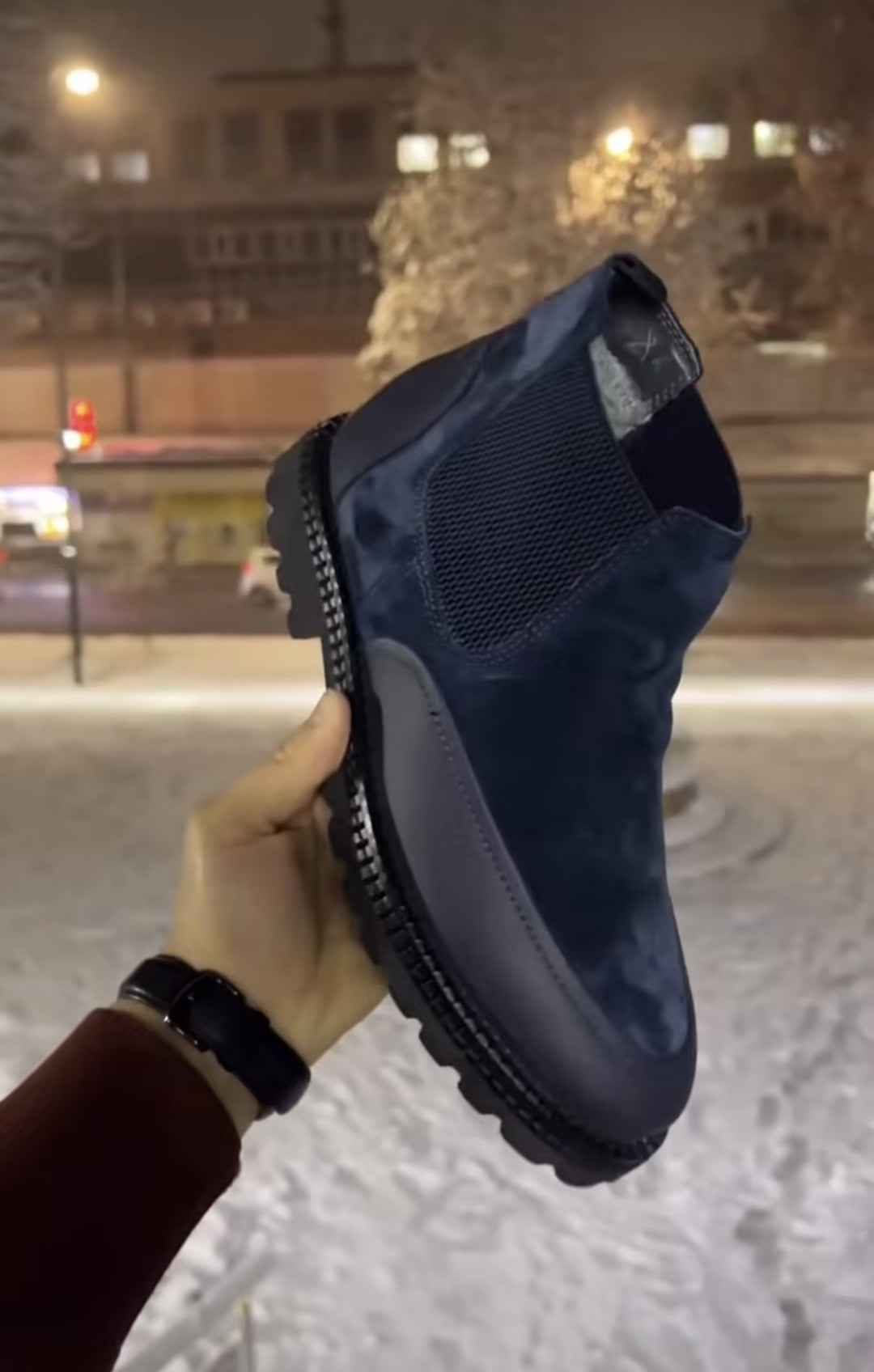 Men's suede and fleece-lined ankle boots