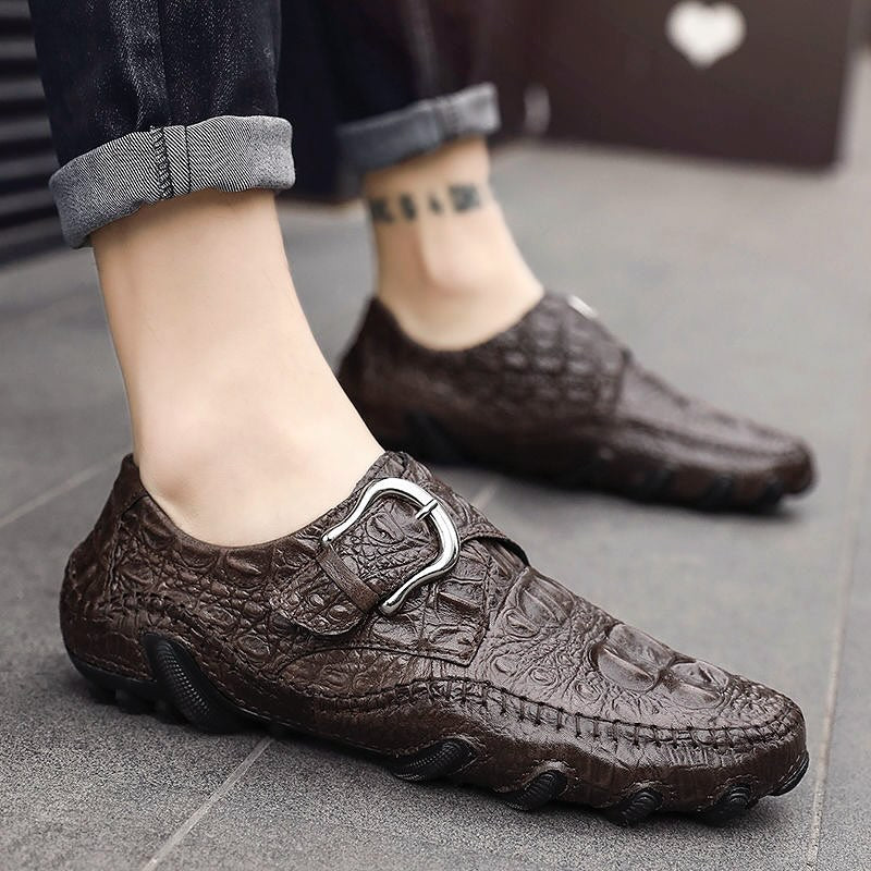 Men's Crocodile-Print Leather Shoes