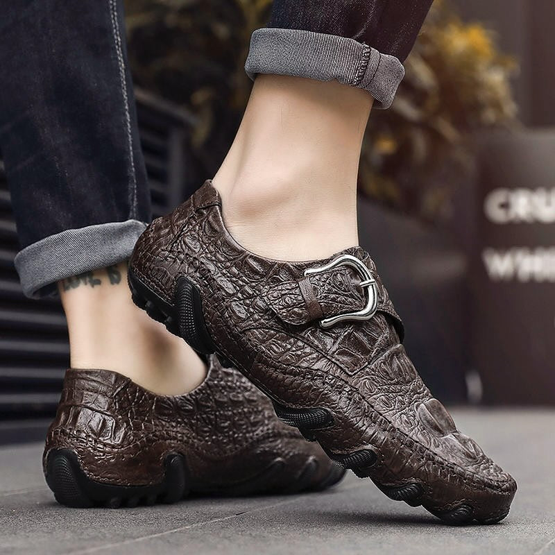 Men's Crocodile-Print Leather Shoes